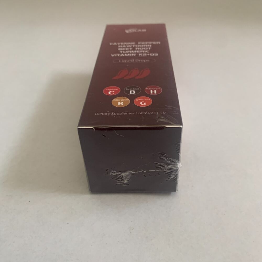 Cayenne Pepper Hawthorn Beet Root Turmeric Vitamin K2+D3 Liquid Drops 60ML New - Picture 2 of 8